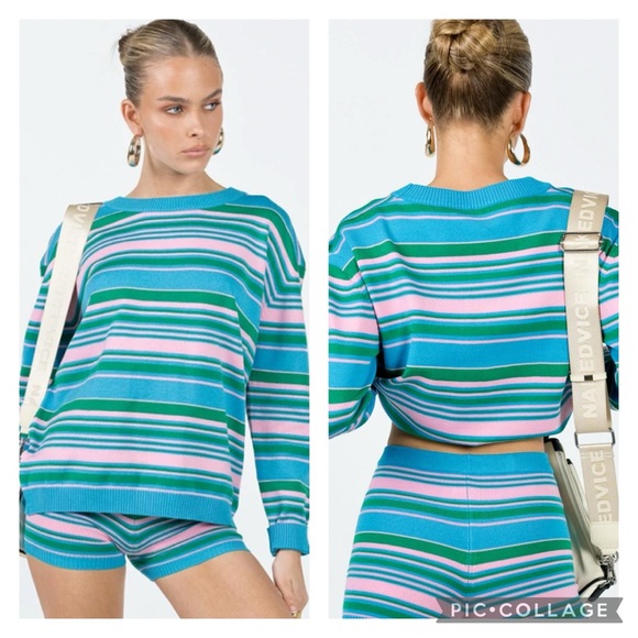 Princess Polly Sweaters - EUC Princess Polly Striped Crew Neck Pullover Knit Sweater